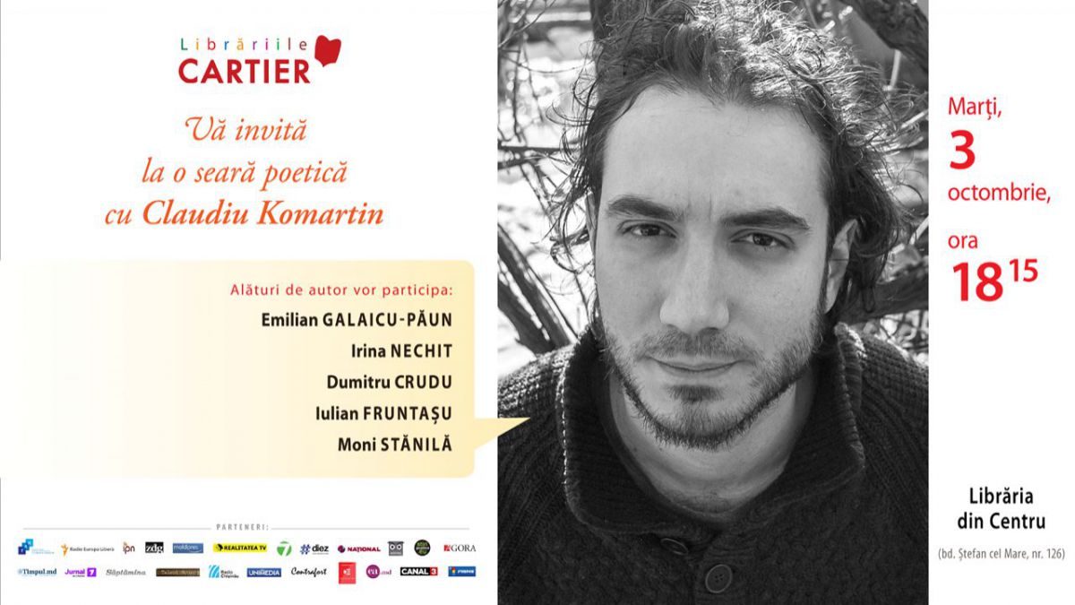 poezii.online Participă la o seară poetică cu poetul Claudiu Komartin la Librăria din Centru