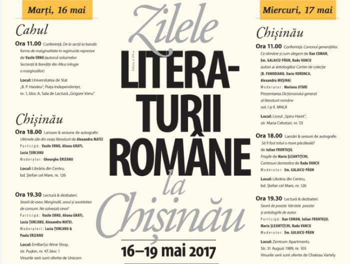 poezii.online Scriitori buni, cărți importante și vinuri alese. Programul celei de-a III-a ediții a Zilelor Literaturii Române